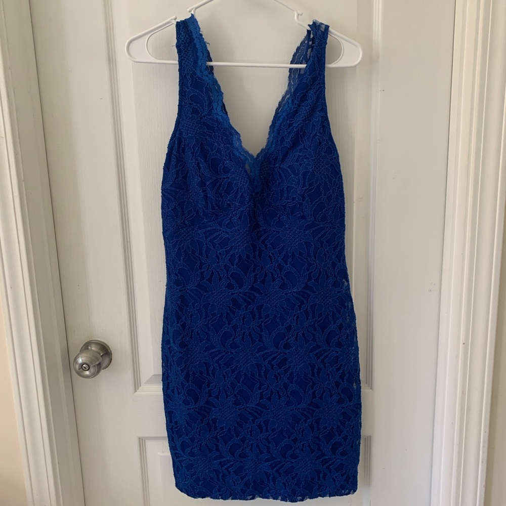 Elegant Blue Lace Dress
